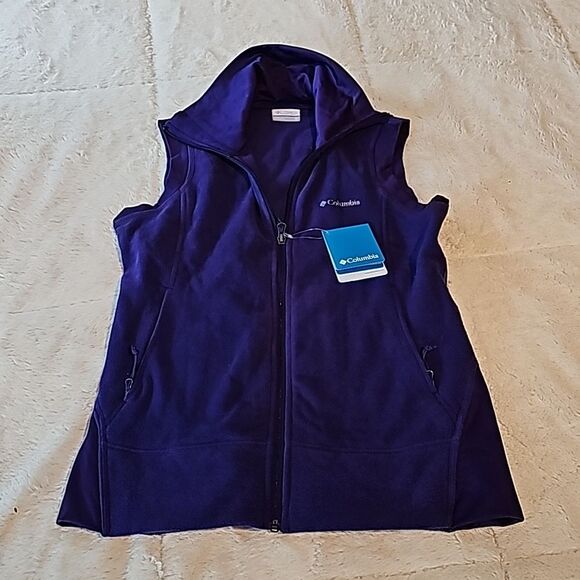 NWT Columbia Vest Womens Purple Full Zip Fleece Mock Neck Ladies Medium - Picture 1 of 5